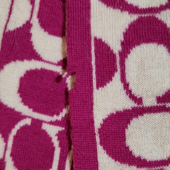 COACH SIGNATURE C LOGO Reversible Scarf Berry White - Picture 3 of 5